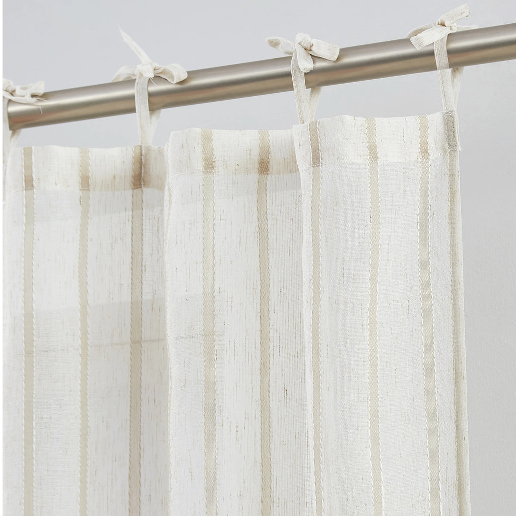 Taupe Light Filtering Tie Top Curtain Panel Pair, 76" x 95" J45176