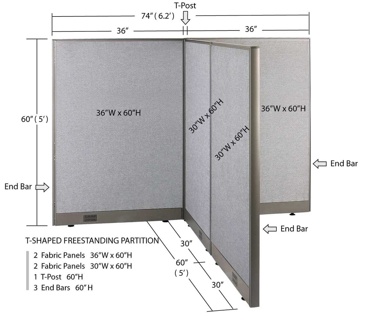 T-Shaped Freestanding Room Divider M527