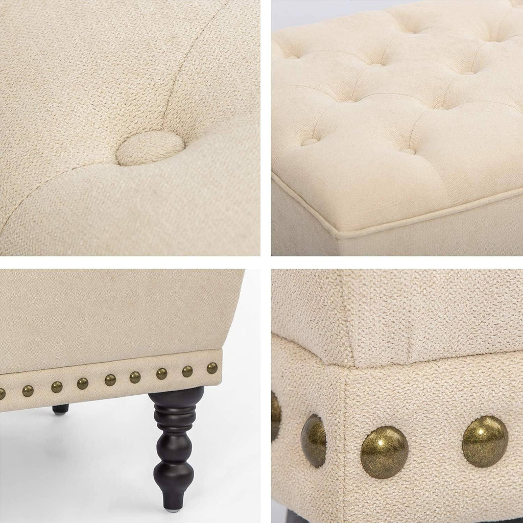 Ottoman Footstool with Nailhead 17 Inches High G932152