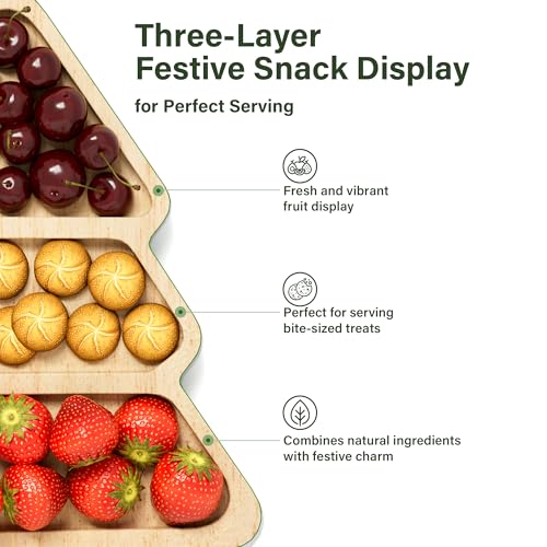 Wooden Christmas Tree Shaped Serving Platters Set of 2 W31062