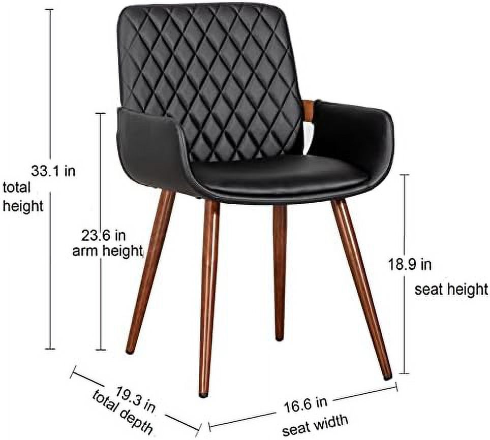Mid Century Modern Dining Chairs Set of 2 Fabric Chair Bentwood Frame with Armrest Upholstered Seat Metal Legs R91879