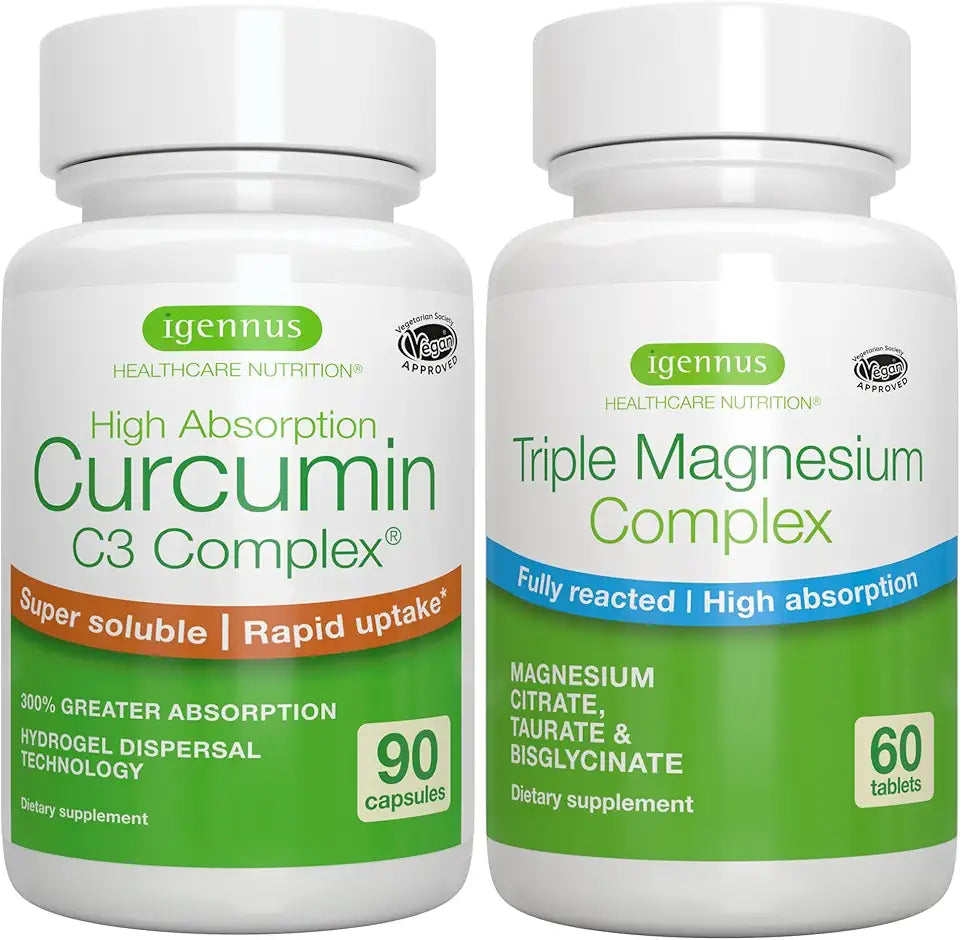 Magnesium Complex Curcumin C3 Complex Vegan Bundle Chelated Glycinate Taurate Citrate O40704