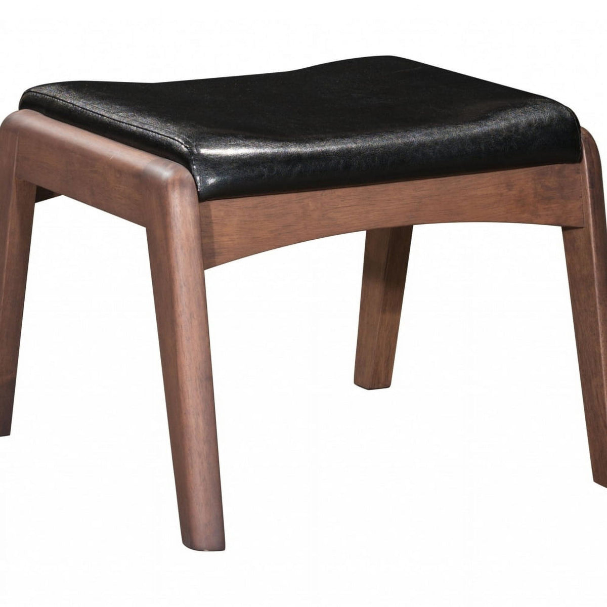 Walnut & Black Faux Leather Chair & Ottoman Set C57526