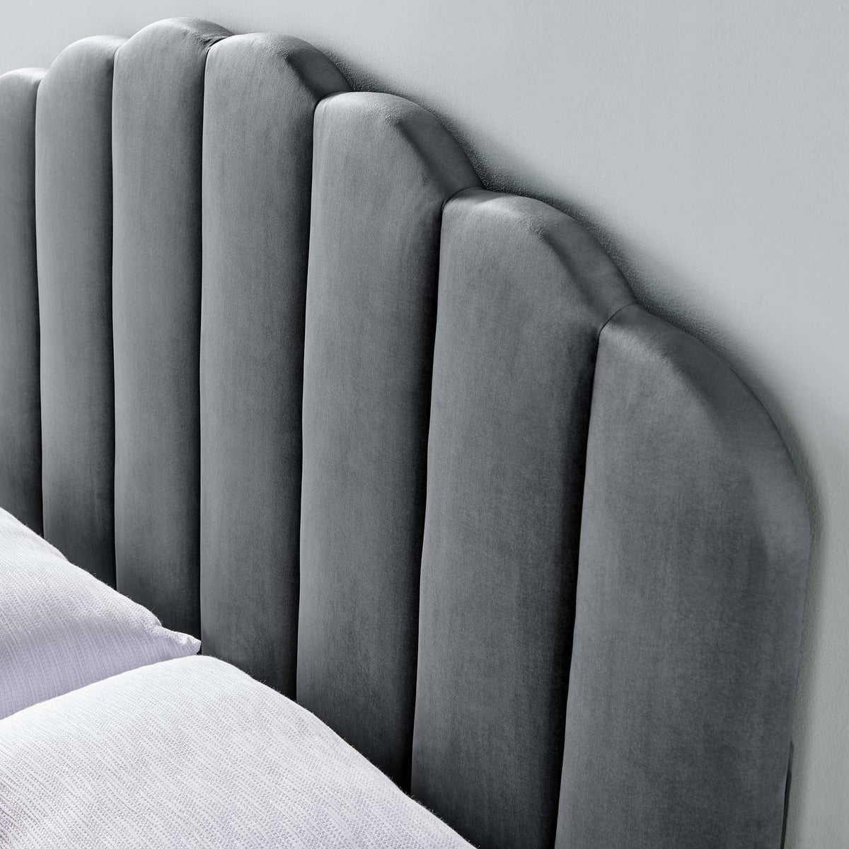 King Size Velvet Dark Grey Headboard V1188