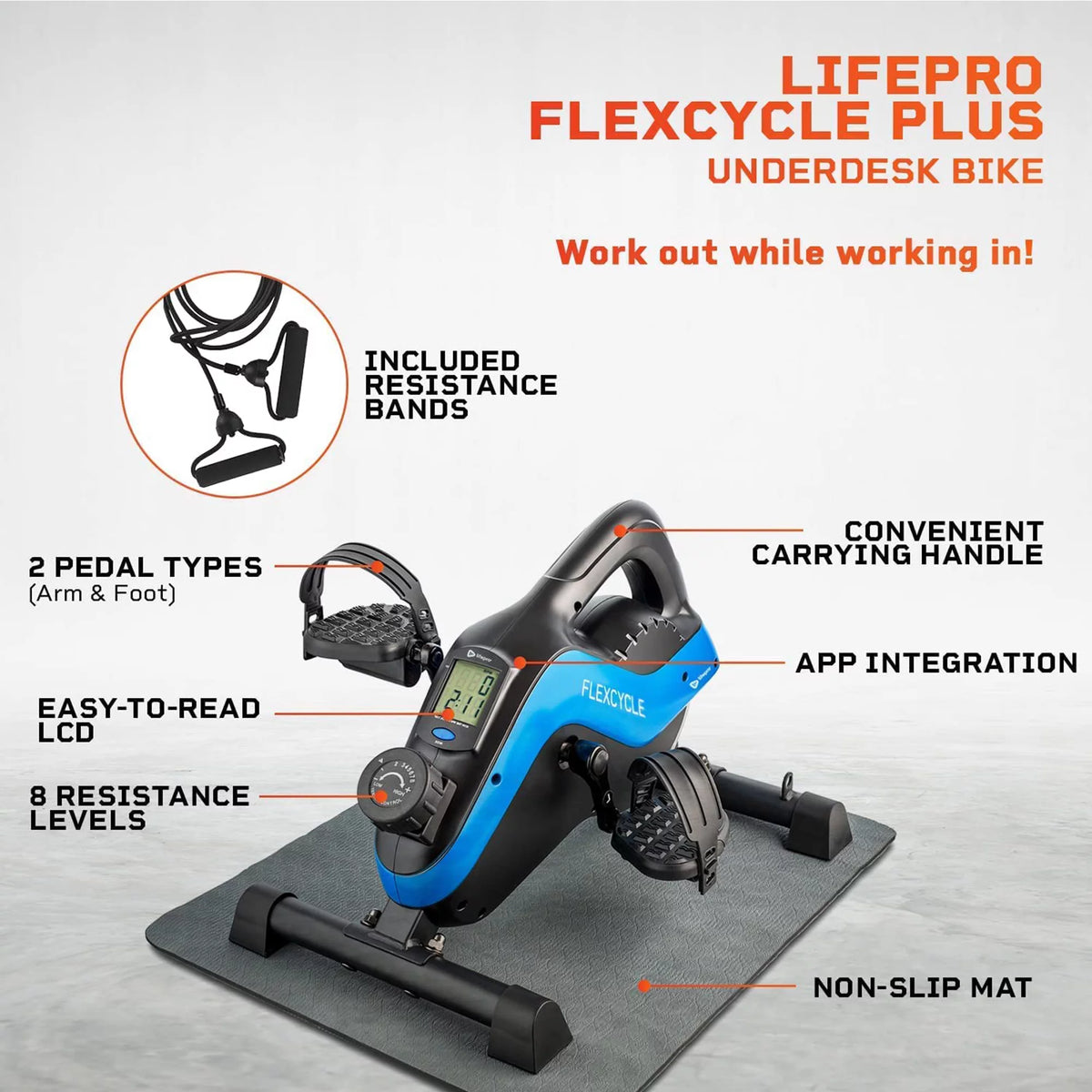 Blue Stationary Bike Pedal Exerciser E444546