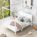 Queen Size Canopy Platform Bed with Headboard and Footboard White Q998409