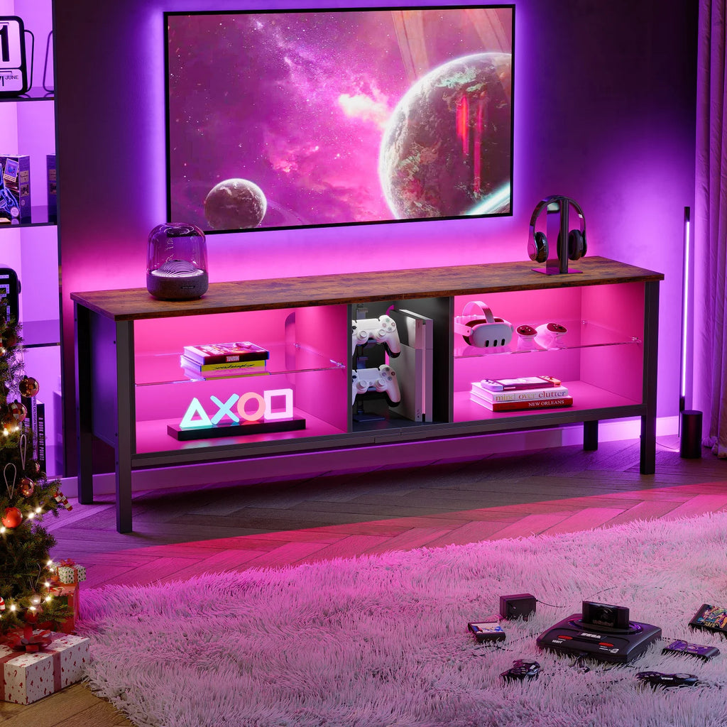 Black Marble TV Stand with Storage Cabinet U795
