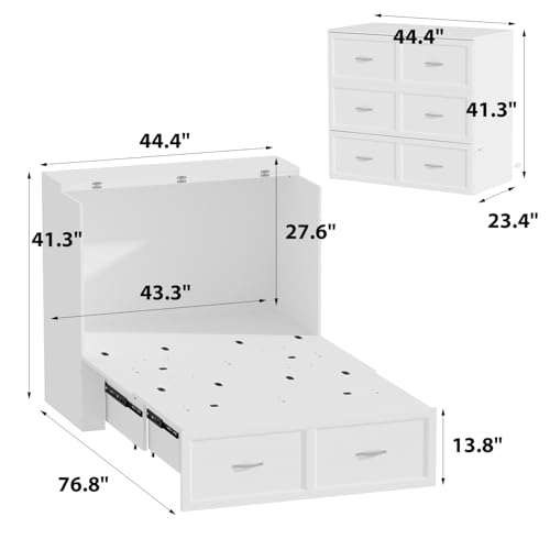 White Twin Size Murphy Bed with Charging Station and Drawer U319142