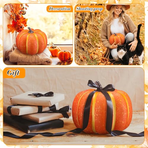 12 Pcs 6" Black Artificial Pumpkins J91447