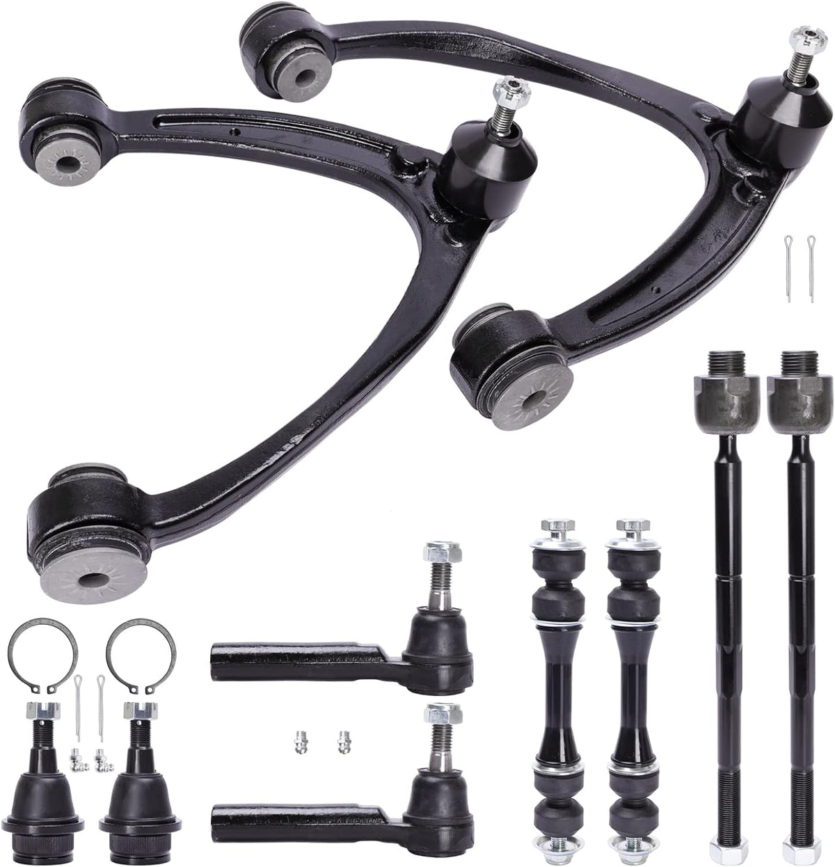 10pcs Front Suspension Kit Upper Control Arms Ball Joint Sway Bar Link Tie Rod Ends Q7737