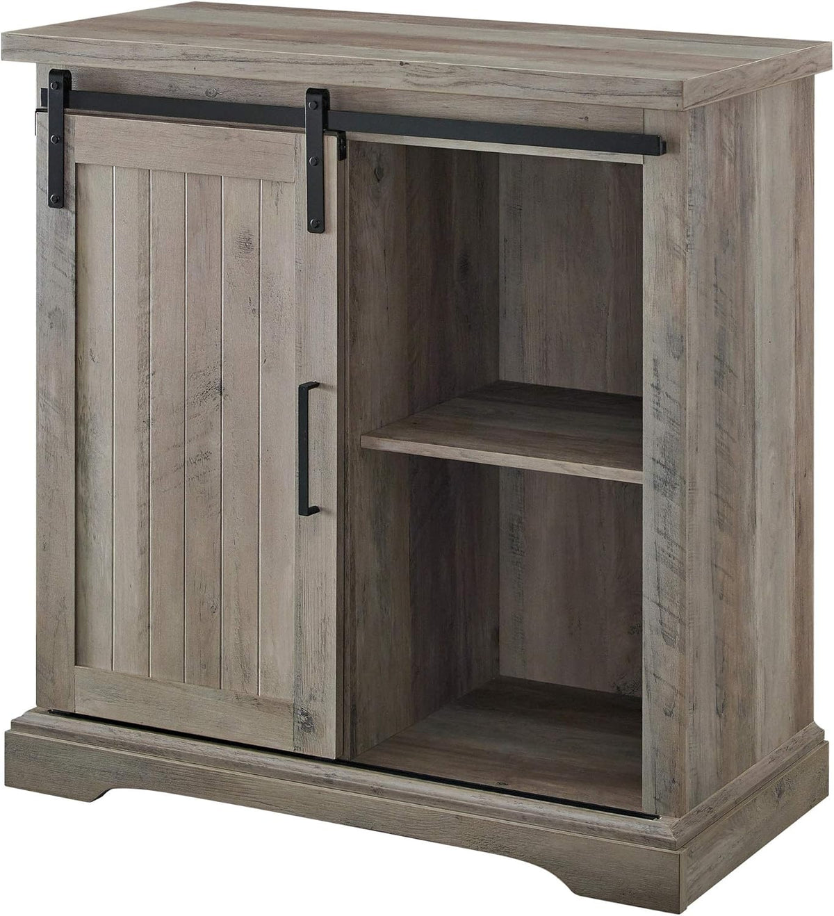 White Oak Sliding Slat Door Storage Cabinet F4253