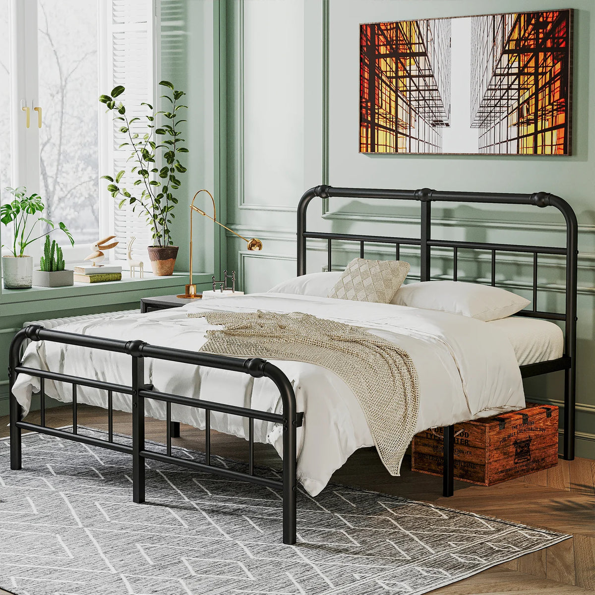 King Bed Frame with Headboard and Footboard U697
