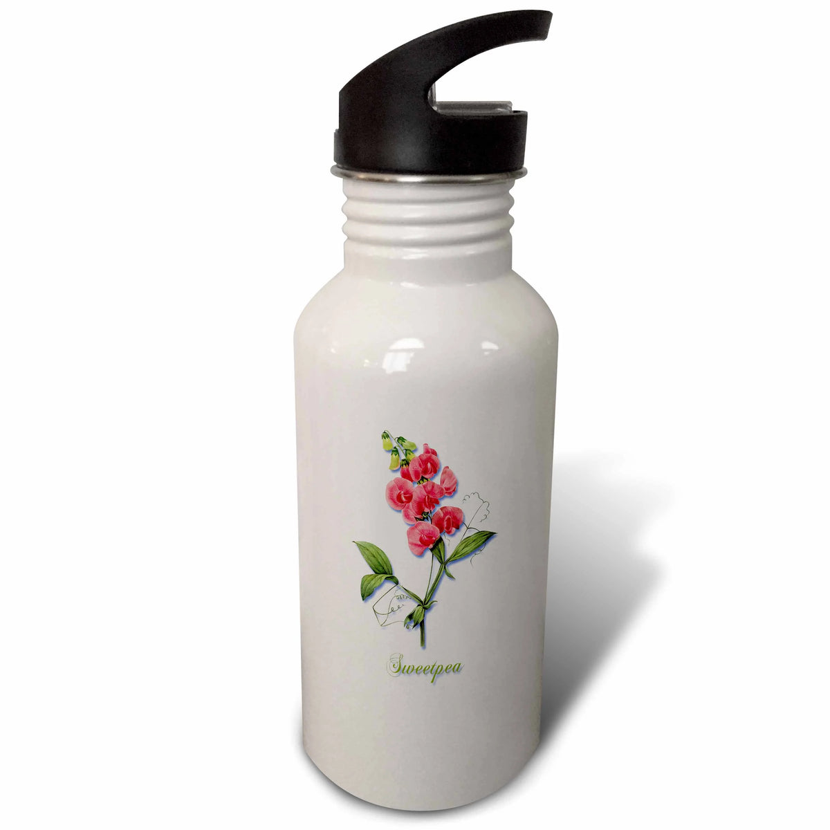 Red Vining Annual Sweetpea Botanical Print 21 oz Sports Water Bottle I875