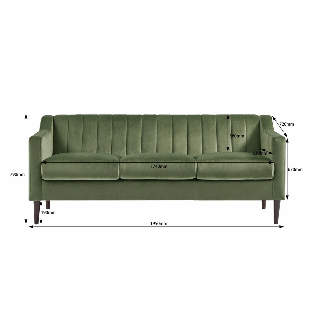 Green Velvet 3 Seats Sofa F169