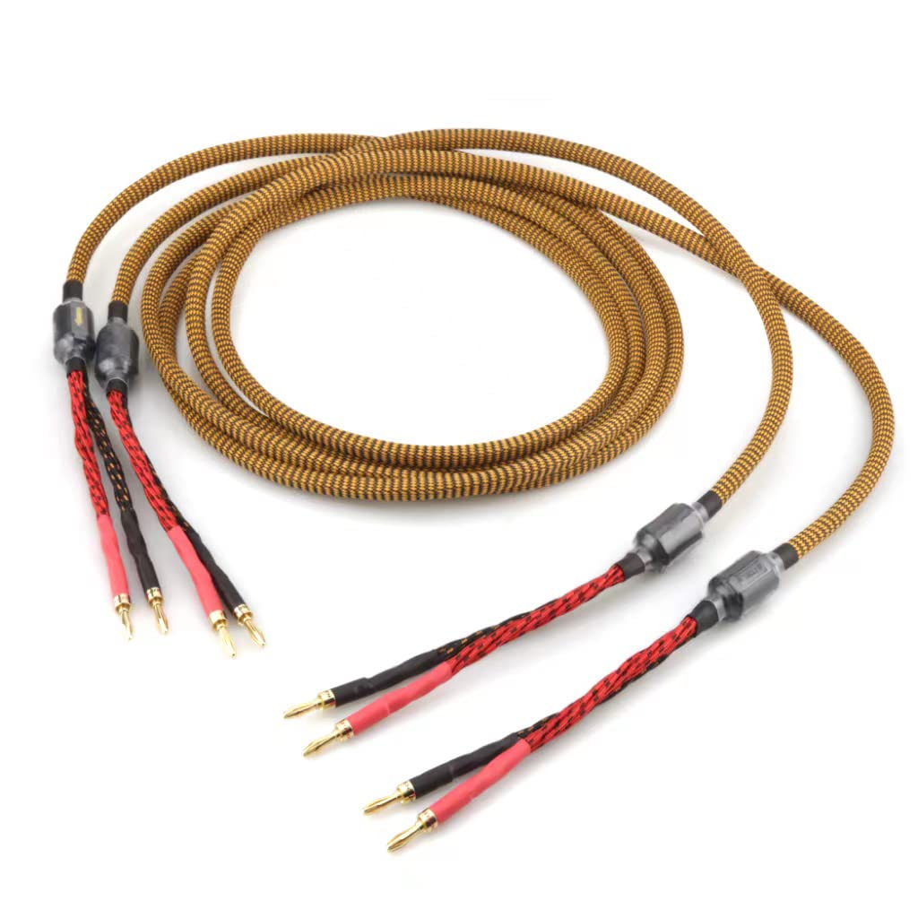 8.20ft 2.5m Nylon Braid Gold Plated Speaker Cable with 8 Banana Plugs R482229