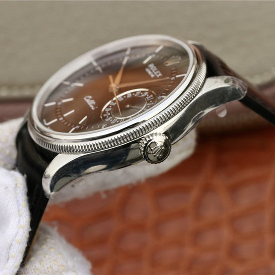 Silver Multicolor Dial Black Leather Strap E66684