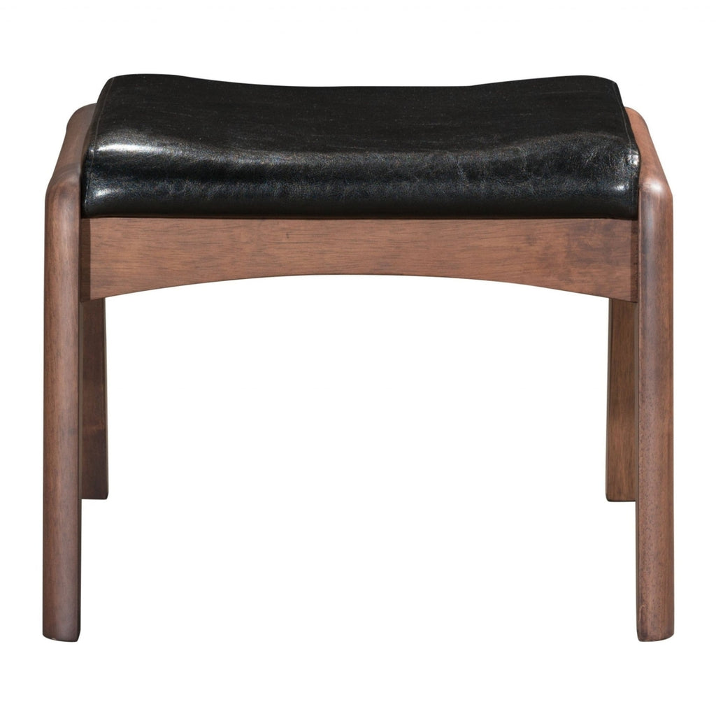 Walnut & Black Faux Leather Chair & Ottoman Set C57526
