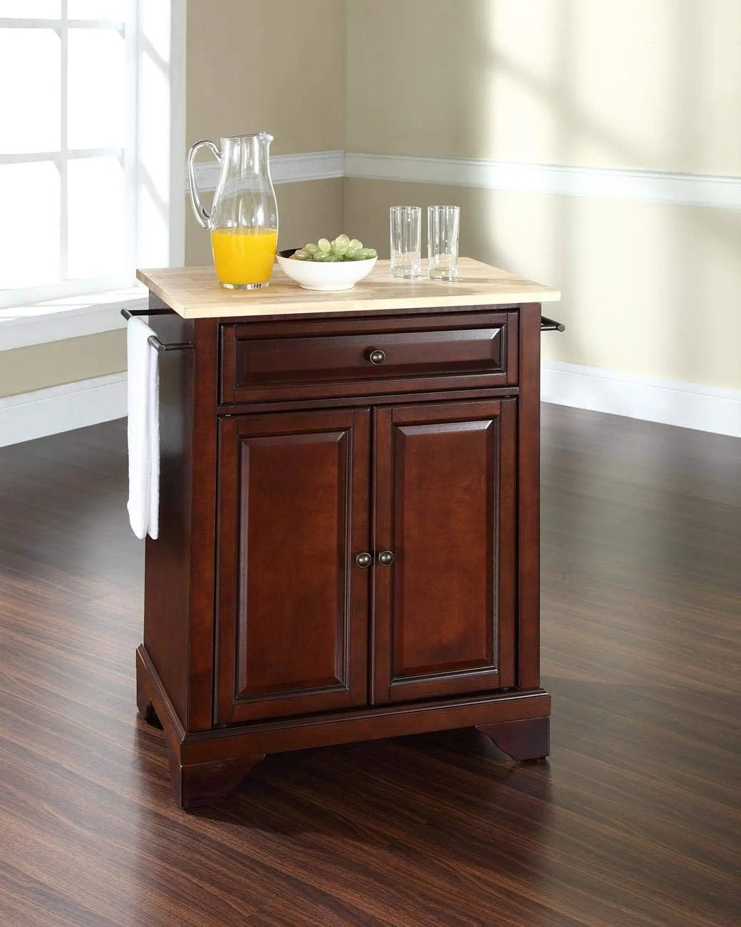 Kitchen Island With Natural Wood Top X44807