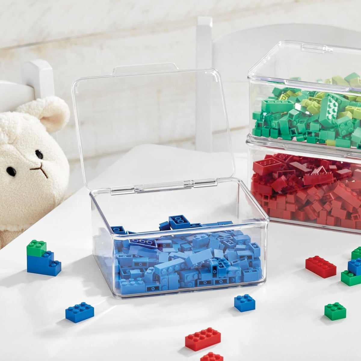Clear 8 Pack Plastic Stackable Storage Bin with Lid O519