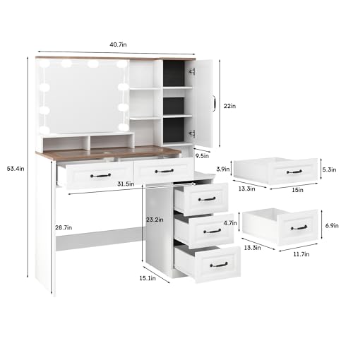 Black Vanity Desk with Mirror and Lights S6719