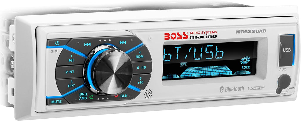 Marine Receiver, Weatherproof, Bluetooth, USB, AM/FM, Detachable Front Panel L350391