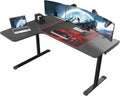 Black L Shaped 60 Inch Gaming Desk with Mouse Pad and Cable Management X316