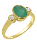9k Yellow Gold Emerald Diamond Ring N32558
