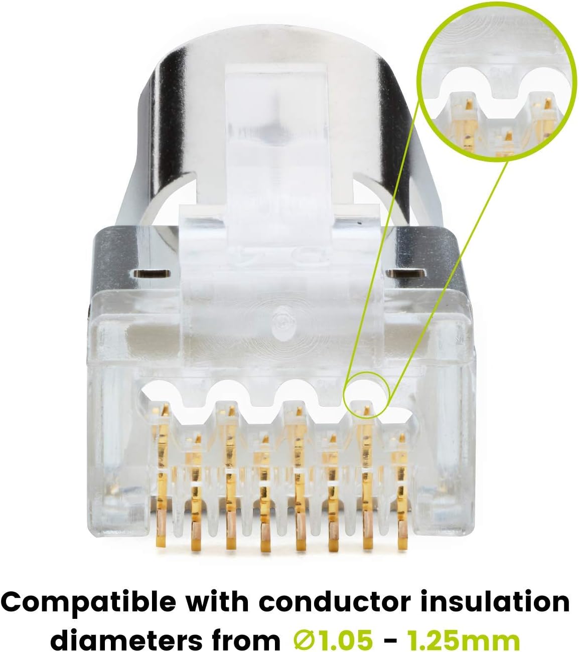 Shielded (STP) RJ45 Modular Plugs, Gold Plated 3 Prong 8P8C, 100 Pieces Z618