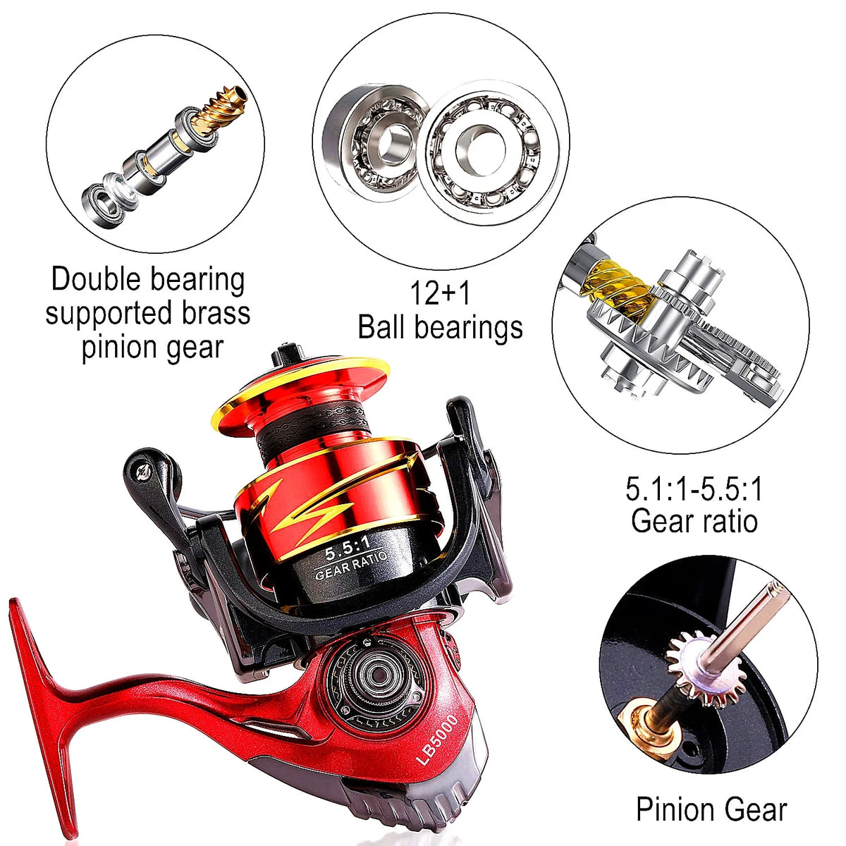 Sougayilang Fishing Reel Ultralight 12+1 BB Spinning Reel K297