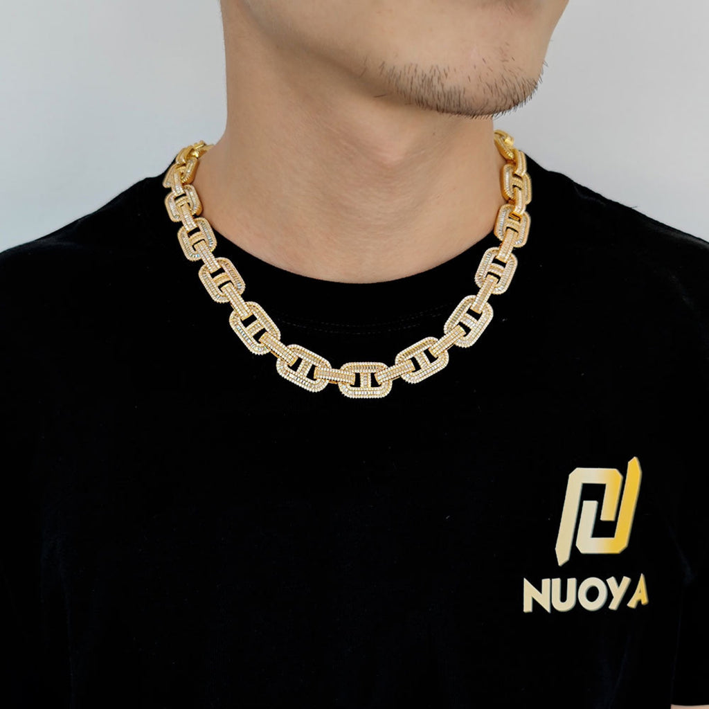15mm Iced Out Cuban Link Chain Necklace, 16-24 Inch N839