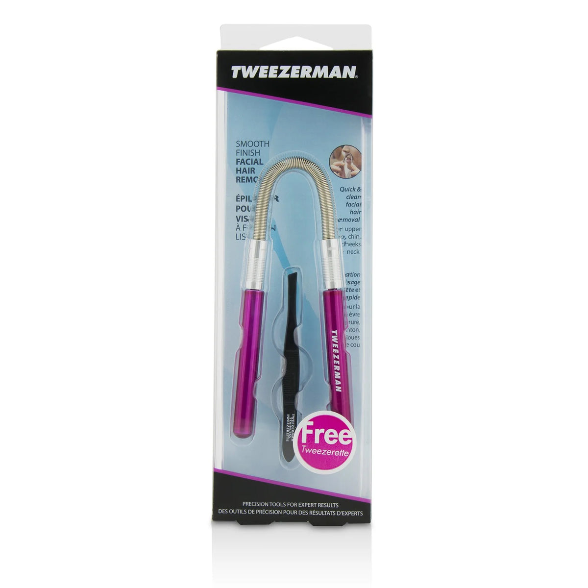 Pink Facial Hair Remover with Black Slant Tweezerette, 2pcs H670776