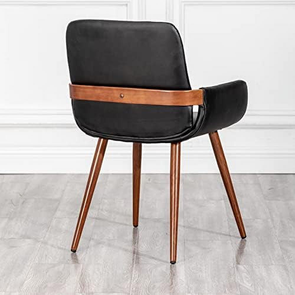 Mid Century Modern Dining Chairs Set of 2 Fabric Chair Bentwood Frame with Armrest Upholstered Seat Metal Legs R91879