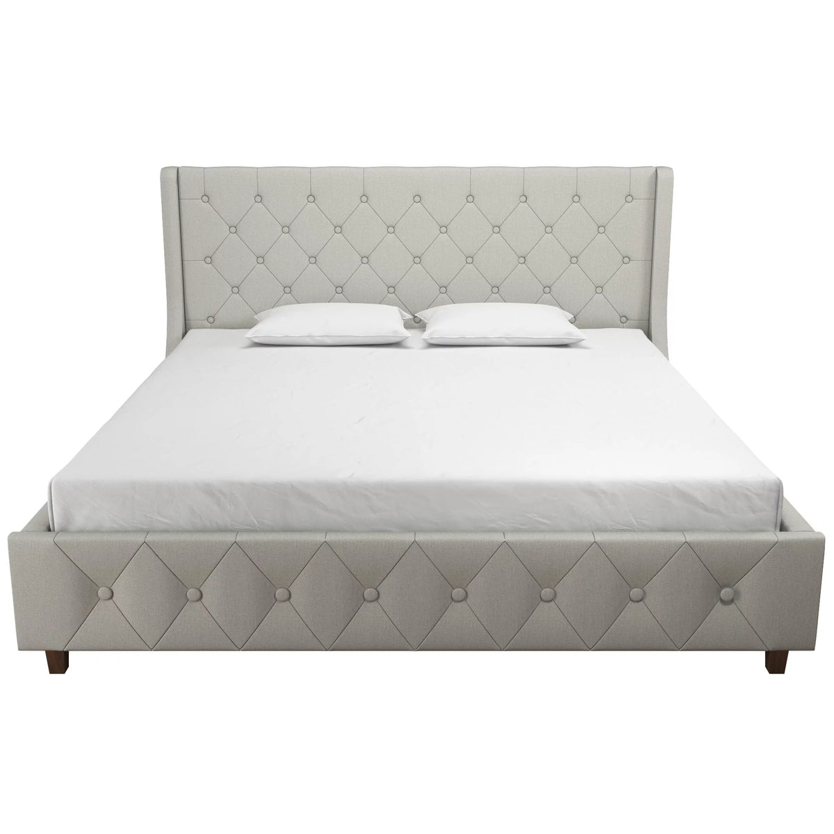 King Light Gray Linen Upholstered Bed N746921