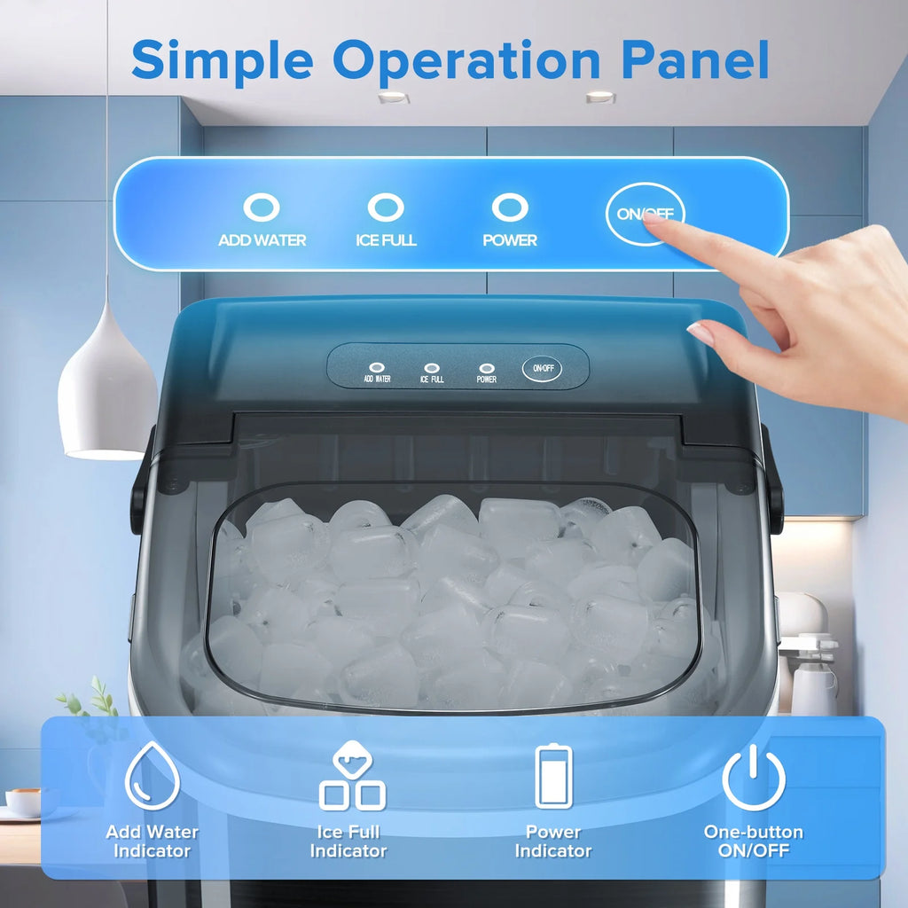 Portable Countertop Ice Maker 26lbs/24H Stainless Steel Black Q56301