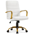 360° Swivel PU Leather Office Chair with Gold Frame, White A837682
