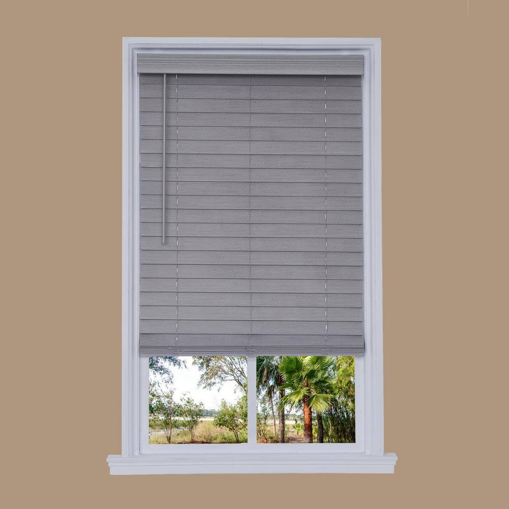 Gray Faux Wood Cordless Room Darkening Horizontal Blinds X31665