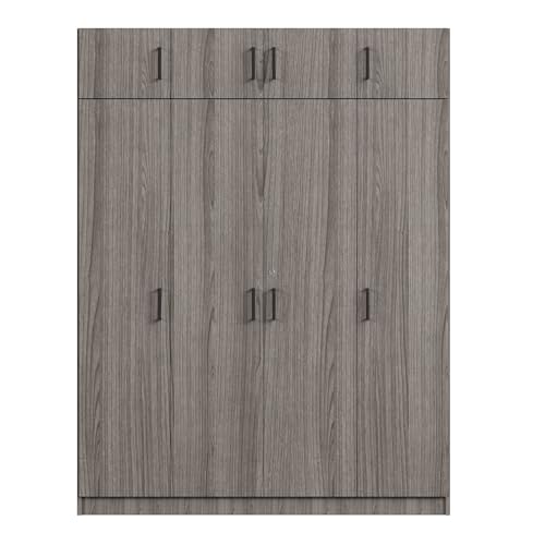 White 3-Door Wardrobe with 2 Drawers and Top Cabinet O58881