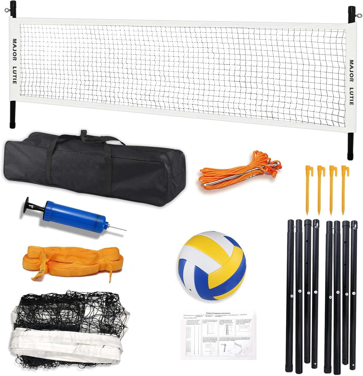 Portable Volleyball Net Set with Carry Bag N85375