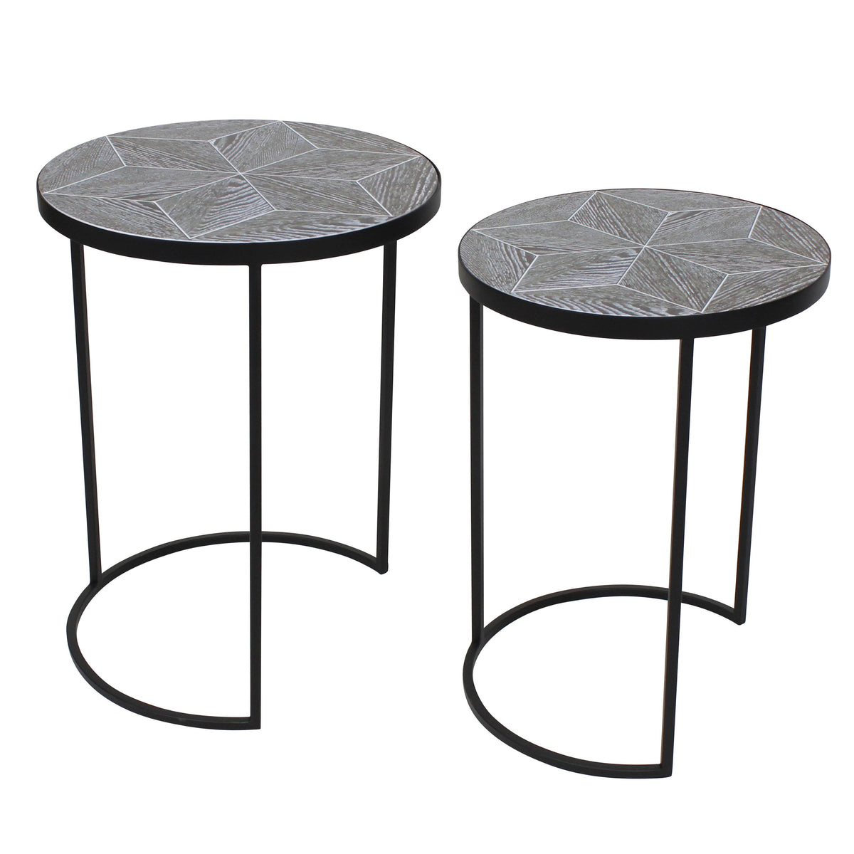 Set of 2 Black Round Accent Tables K285