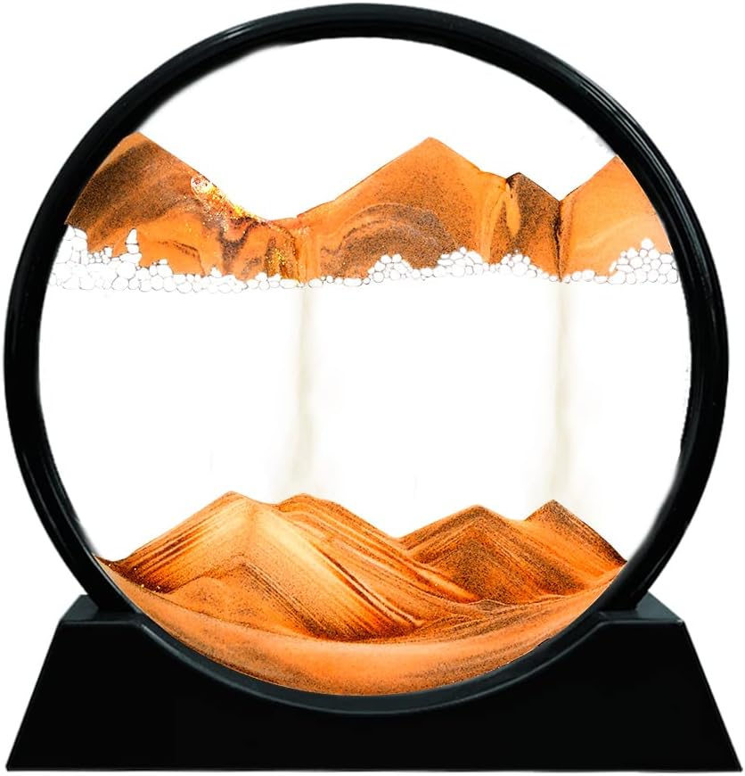 Moving Sand Art Picture Round Glass 3D Deep Sea (Green, 7 Inch) U321707