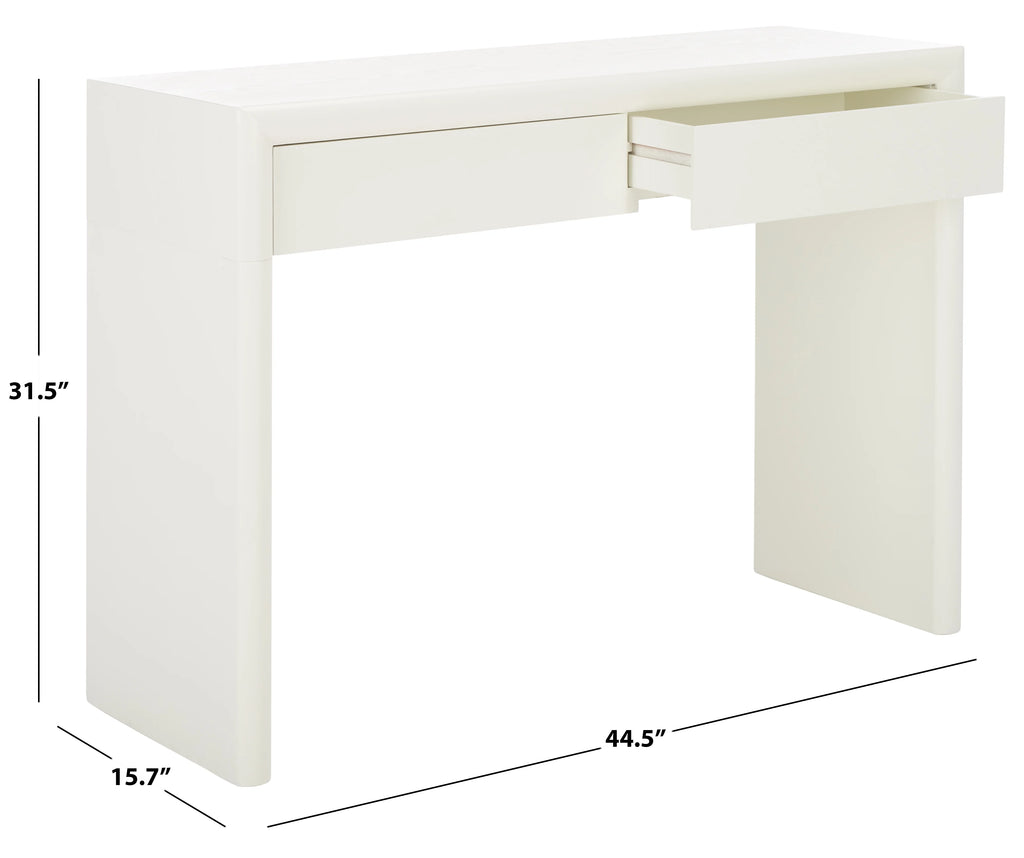 Ivory Wood Console Table with Drawer B51496