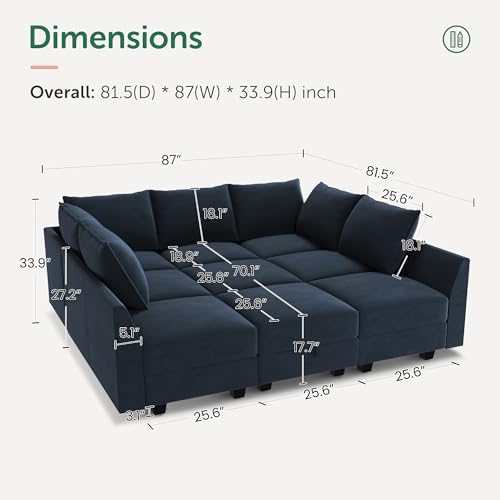 Dark Blue Velvet Sleeper Sectional Sofa with Storage J254