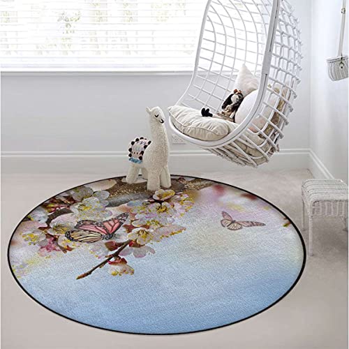 Grey Charcoal Bamboo Chair Mat Diameter 43.3 in I865