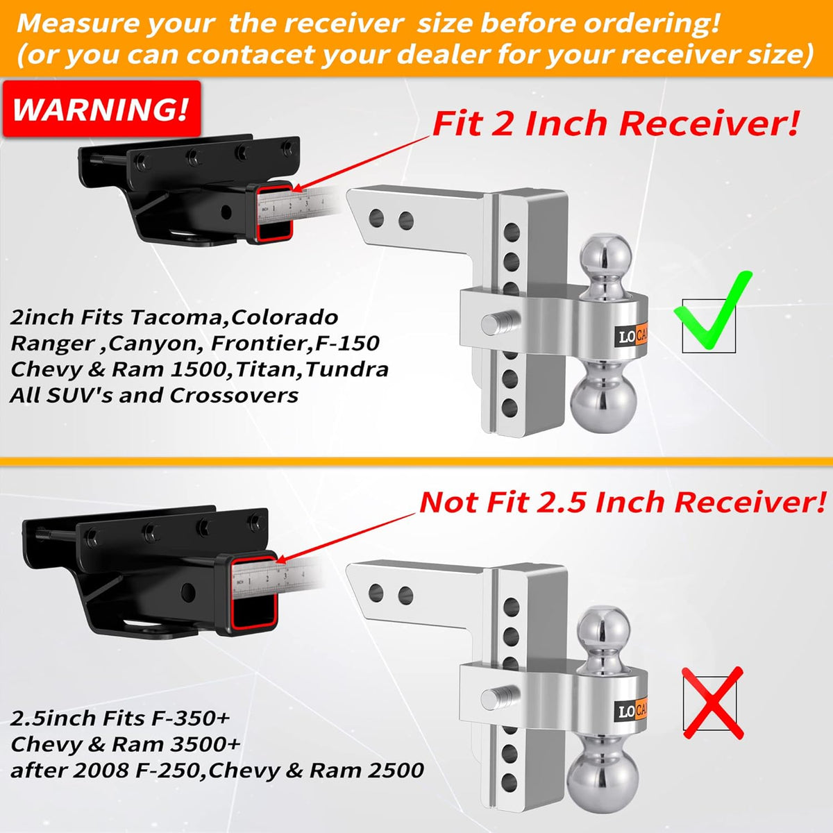 Adjustable Aluminum Trailer Hitch with Double Stainless Steel Locks A519