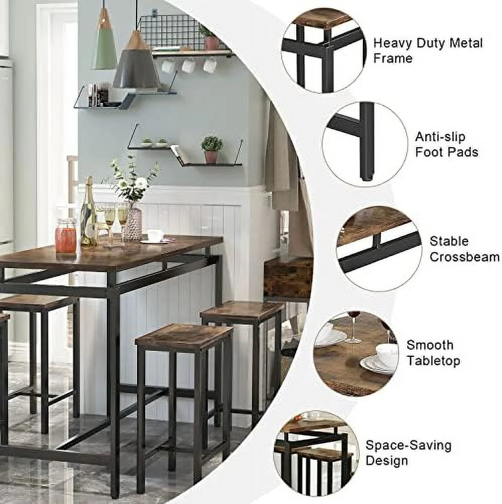 Black 5 Pieces Counter Height Table and Chairs Set E180561