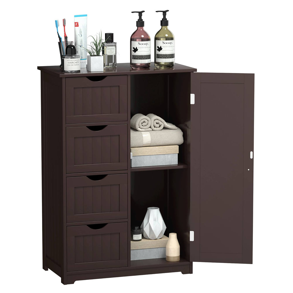Brown Storage Cabinet with 4-Drawers 2-Shelves Y283224