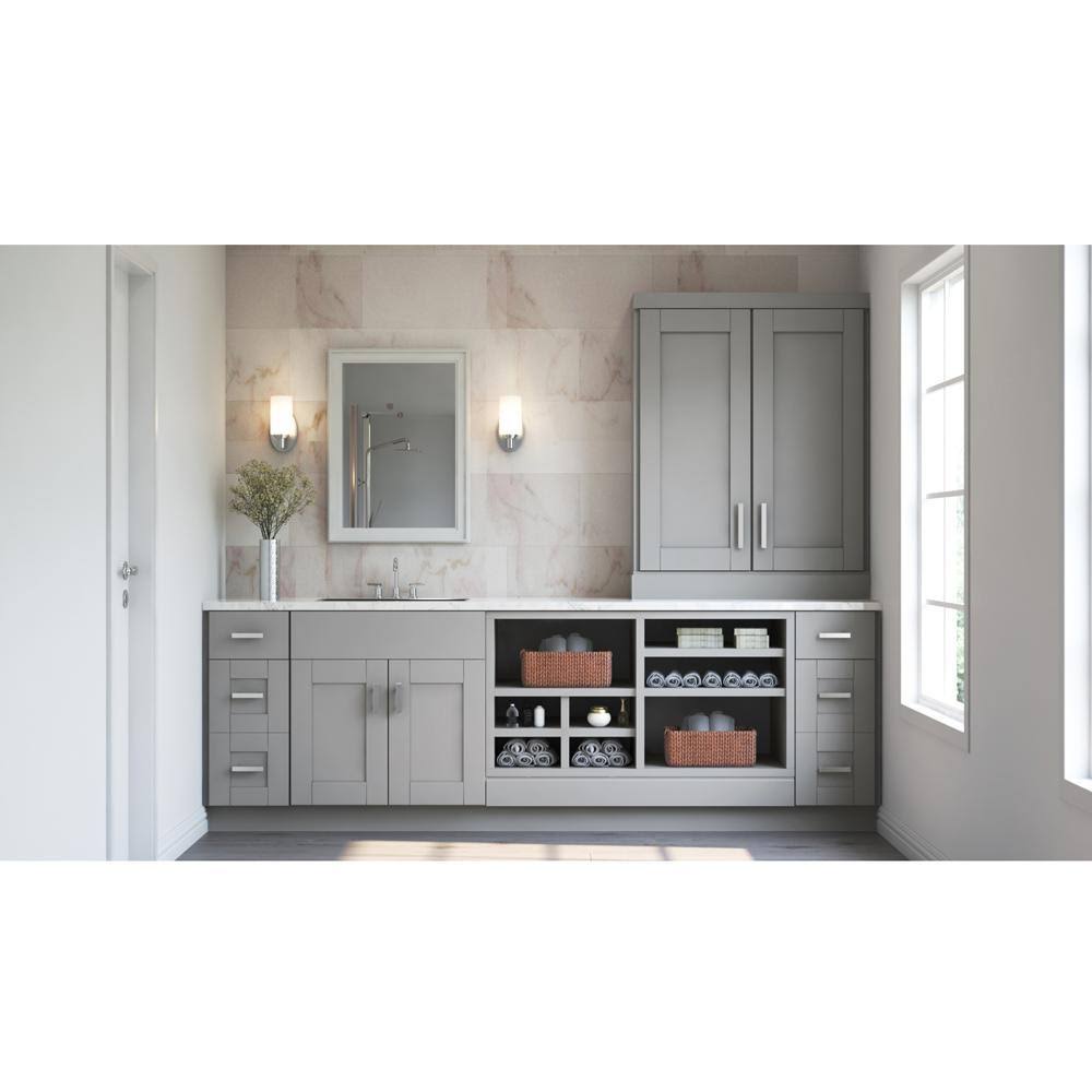 Dove Gray Farmhouse Apron-Front Sink Base Kitchen Cabinet J155