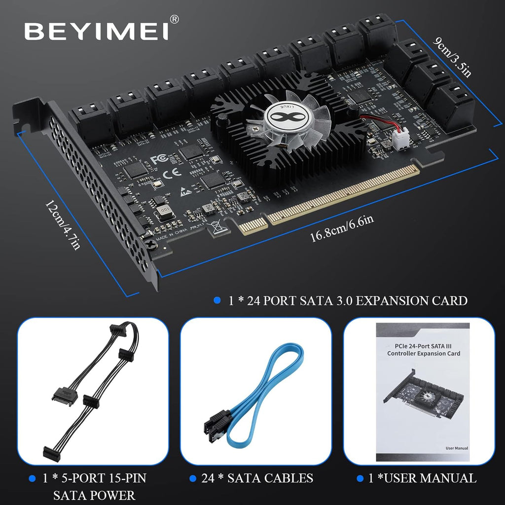 PCIE 16X SATA Card 24 Ports, 6 Gbit/s SATA 3.0 PCIe Card M903249