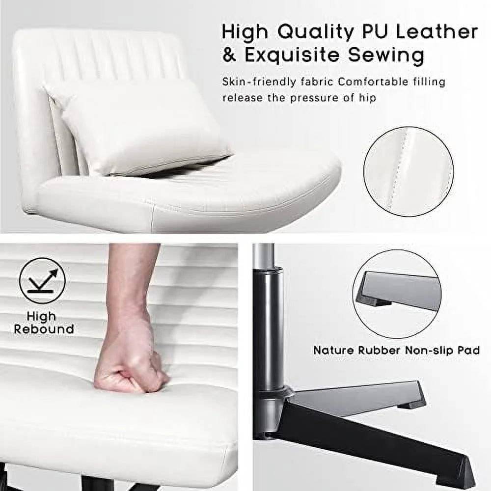 Armless PU Leather Desk Chair with Ottoman S46750