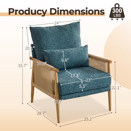 Green Chenille Accent Chair with Lumbar Pillow F4053